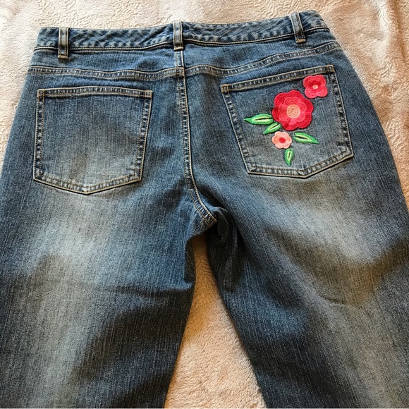 NWOT Michael Kors straight jeans pink flowers embroidered Size 6 30 x 28 - Picture 6 of 10